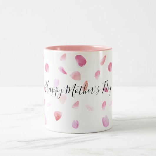 Romantic Pink Peach Rose Petals Floral Zweifarbige Tasse (Mittel)