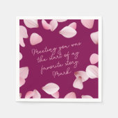 Romantic Pink Petals Love Note  Serviette (Vorderseite)