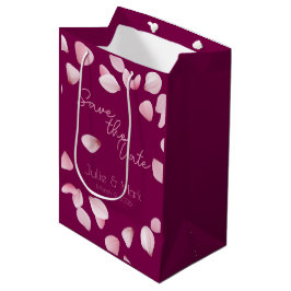 Romantic Pink Petals Save the Date Wedding  Mittlere Geschenktüte