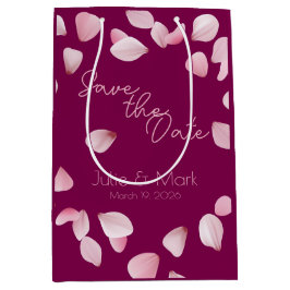 Romantic Pink Petals Save the Date Wedding  Mittlere Geschenktüte