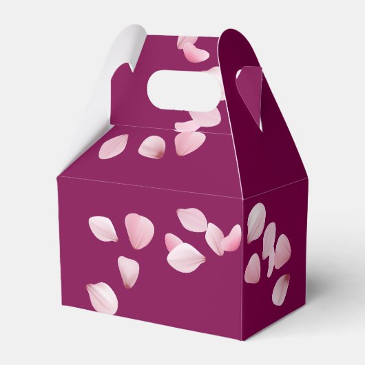 Romantic Pink Petals Wedding Gable Geschenkschachtel (Rückseite)