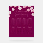 Romantic Pink Petals Wedding Seating Chart Acrylschild (Vorderseite)