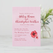 Romantic Pink Red Floral Wedding Einladung (Stehend Vorderseite)