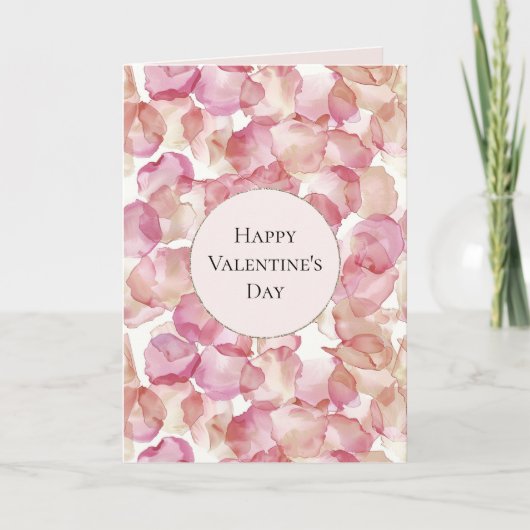 Romantic Pink Rose Petals Floral Valentine's Day Karte (Vorderseite)