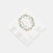 Romantic Pink Rose Wreath Wedding Paper Plates Serviette (Ecke)