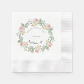 Romantic Pink Rose Wreath Wedding Paper Plates Serviette (Vorderseite)
