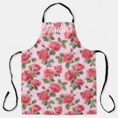 Romantic Pink Roses Botanical Pattern Custom Schürze (Vorderseite)