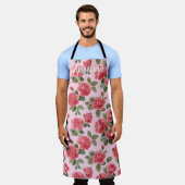Romantic Pink Roses Botanical Pattern Custom Schürze (Getragen)
