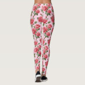 Romantic Pink Roses Botanical Pattern Leggings (Rückseite)