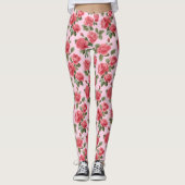 Romantic Pink Roses Botanical Pattern Leggings (Vorderseite)