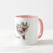 Romantic Pink Roses Bouquet of Flowers Tasse (VorderseiteRechts)