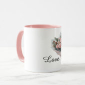 Romantic Pink Roses Bouquet of Flowers Tasse (Vorderseite Links)