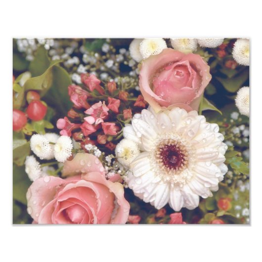 Romantic Pink Roses Flower Bouquet Fotodruck (Vorne)