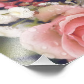 Romantic Pink Roses Flower Bouquet Fotodruck (Ecke)