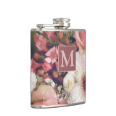 Romantic Pink Roses Flower Bouquet Monogram Flachmann (Rechts)