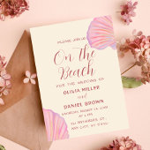 Romantic Pink Seashell Beach Wedding Einladung