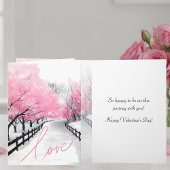 Romantic Pink Snow Scene Valentine's Day Card Karte