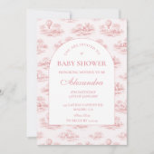 Romantic Pink Toile Baby Shower Einladung (Vorderseite)