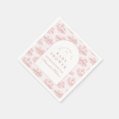 Romantic Pink Toile Baby Shower Serviette (Ecke)