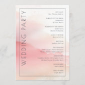 Romantic Pink Watercolor Ceremony Schedule Programm (Rückseite)