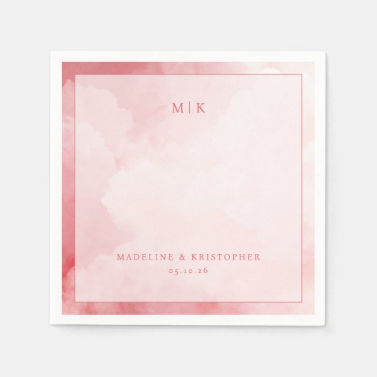 Romantic Pink Watercolor Clouds Serviette (Vorderseite)