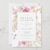 Romantic Pink Watercolor Floral Bridal Shower Einladung (Vorderseite)