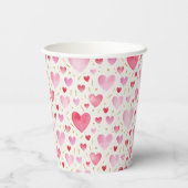 Romantic Pink Watercolor Hearts & Golden Sprinkles Pappbecher (Rückseite)