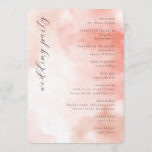 Romantic Pink Watercolor Wedding Schedule Programm (Rückseite)