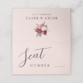Romantic Pink Wedding Seat Platzkarte (Außenseite Aufgefaltet)