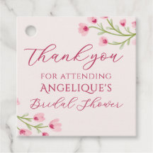 Romantic Pink Wildflowers Bridal Shower Thank You