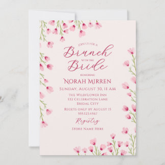 Romantic Pink Wildflowers Brunch Bridal Shower Einladung