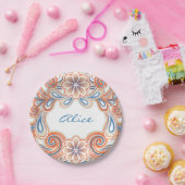 Romantic plate with vintage orange flowers pappteller (Party)