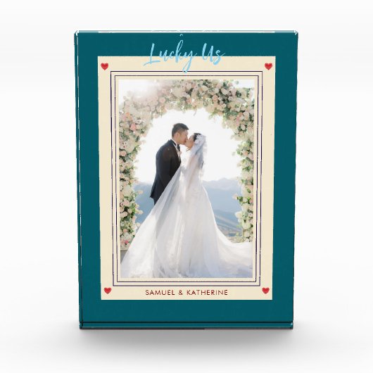Romantic Playing Card Aesthetic Custom Names Green Fotoblock (Vorderseite)