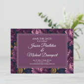 Romantic Plum Floral Wedding Save Date Save The Date (Stehend Vorderseite)