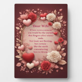 Romantic Poem Couples Red Roses Hearts Vintage Fotoplatte (Vorderseite)