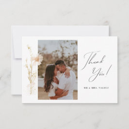 Romantic Pressed Flowers Wedding Photo Dankeskarte