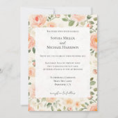 Romantic Pretty Cream Peach Floral Wedding Einladung (Vorderseite)