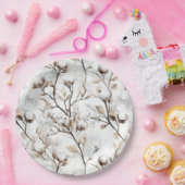 Romantic Pretty White Flowering Tree Wedding Pappteller (Party)