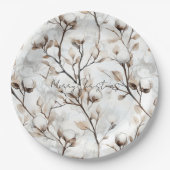 Romantic Pretty White Flowering Tree Wedding Pappteller (Vorderseite)