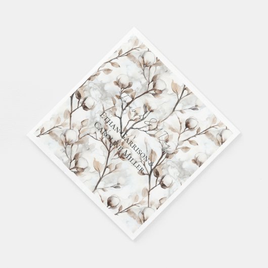 Romantic Pretty White Flowering Tree Wedding Serviette (Ecke)