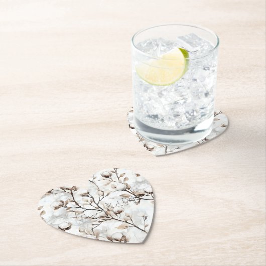 Romantic Pretty White Flowering Tree Wedding Untersetzer (Vor Ort)