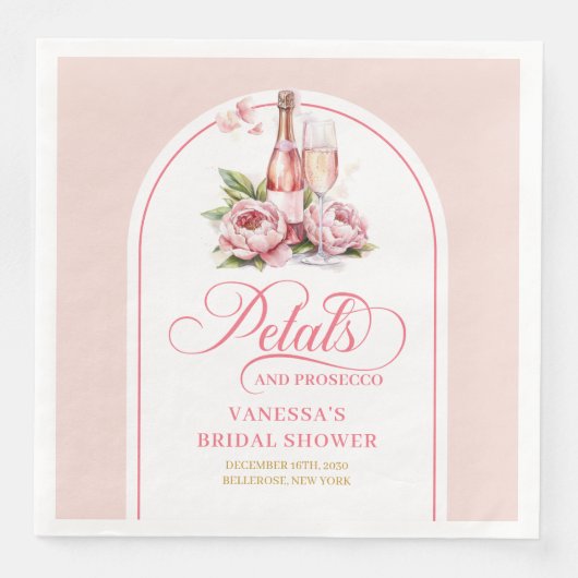 Romantic Prosecco Petals Blush and Gold Napkins Serviette (Vorderseite)