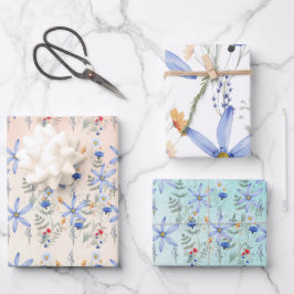 Romantic purple botanical wallpaper geschenkpapier set