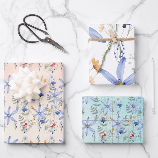 Romantic purple botanical wallpaper geschenkpapier set (Vorderseite)