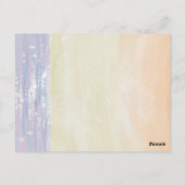 Romantic Purple Floral Beach Sunset Wedding Invite Postkarte (Rückseite)