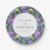 Romantic Purple Floral Hydrangea Pappteller (Vorderseite)