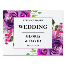 Romantic Purple Floral Wedding Welcome Yard
