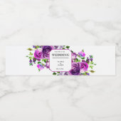 Romantic Purple Floral Wedding Wine Label Wasserflaschenetikett (Einzelnes Label)