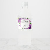 Romantic Purple Floral Wedding Wine Label Wasserflaschenetikett (Vorderseite)