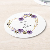 Romantic purple flower bouquet abstract background runder pappuntersetzer (Angewinkelt)